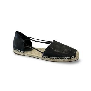 Eileen Fisher Lee Espadrille Flats Sandals Womens Size 9 Black Leather
